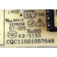 FUENTE DE PODER / RCA RE46ZN1301 / CQC11001057548 / ER986 B / KB-5150 / ER986-B-145300-P08 / PANEL LSC460HN03-12V / MODELOS LED46C45RQ / LED50B45RQ